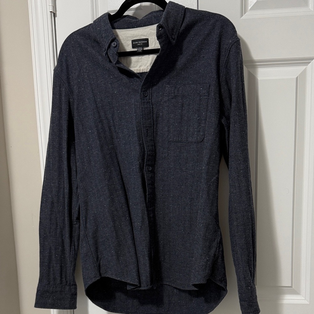 Club Monaco Dark Blue Casual Button-Down Shirt